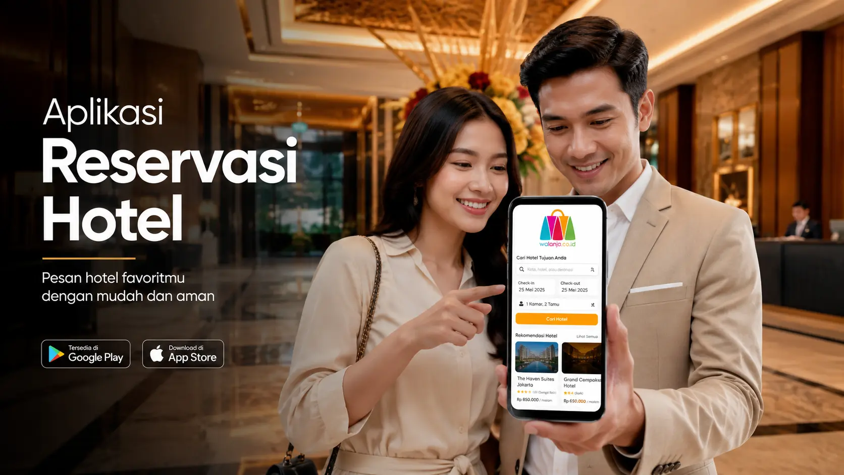 Aplikasi reservasi hotel Walanja untuk mencari dan booking penginapan melalui smartphone.