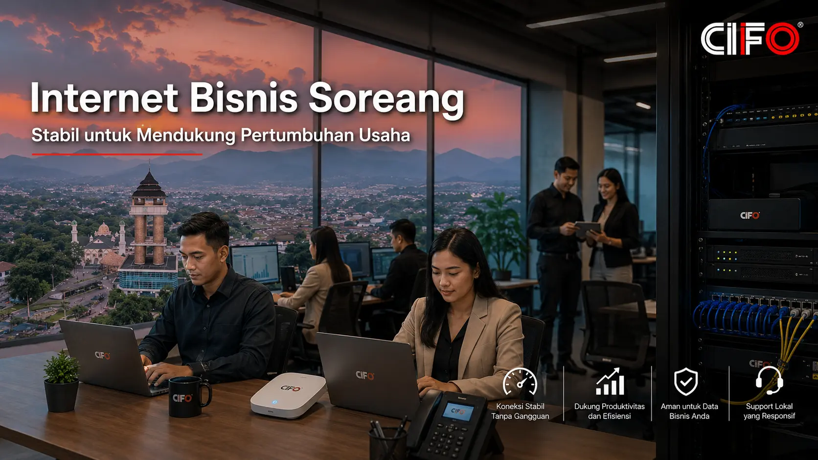 Internet bisnis Soreang stabil untuk kantor dan usaha bersama CIFO