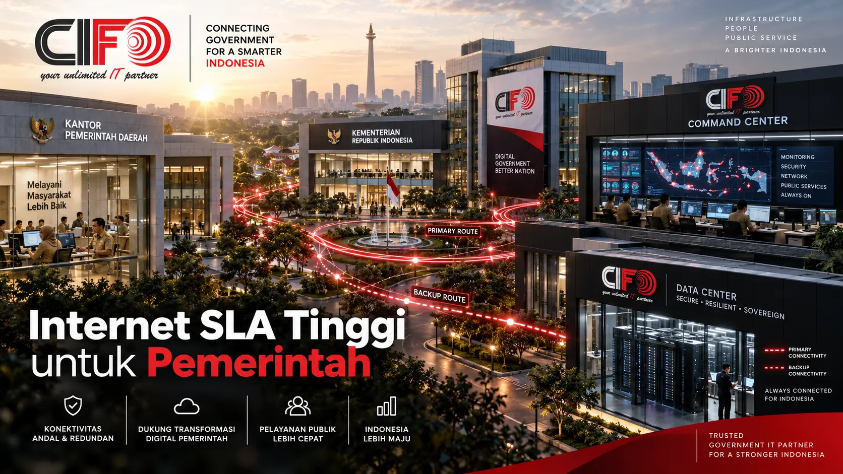 Internet SLA tinggi untuk pemerintah dari CIFO mendukung layanan publik dan e-Government.