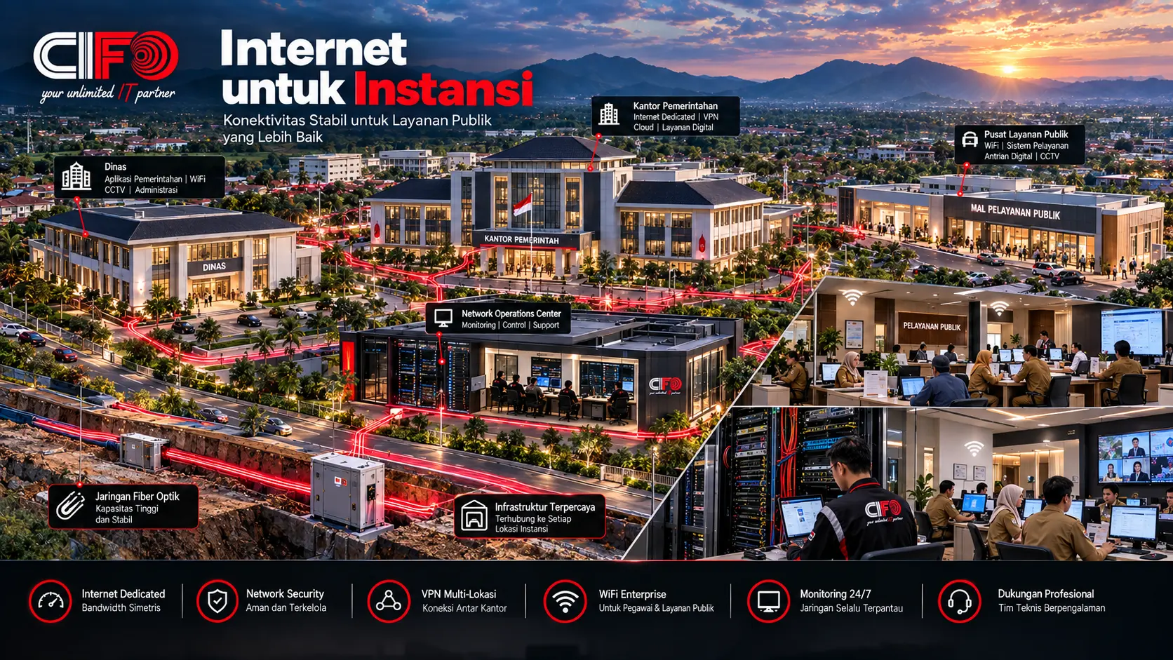 Internet untuk Instansi dengan konektivitas fiber enterprise CIFO