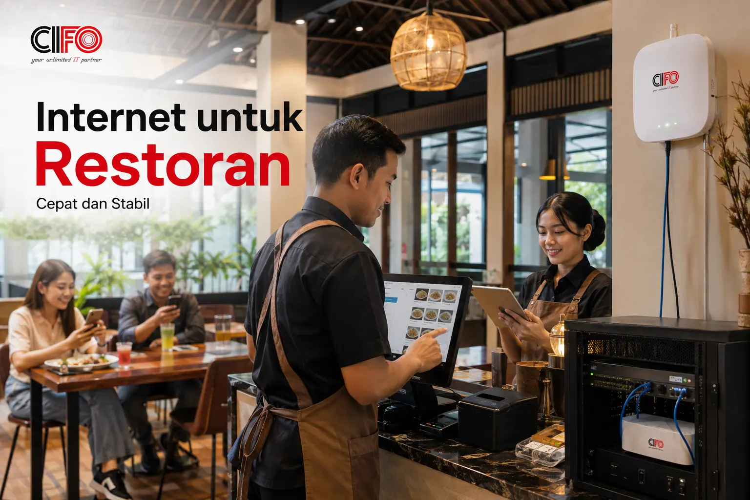 Internet untuk restoran CIFO mendukung kasir digital dan WiFi pelanggan
