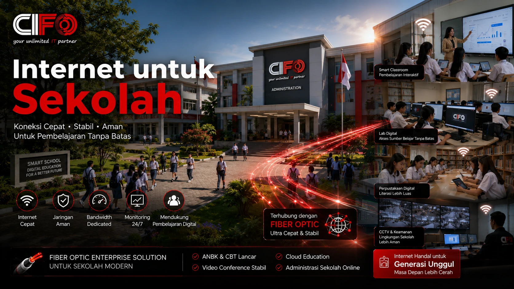 Internet untuk Sekolah dari CIFO mendukung pembelajaran digital.