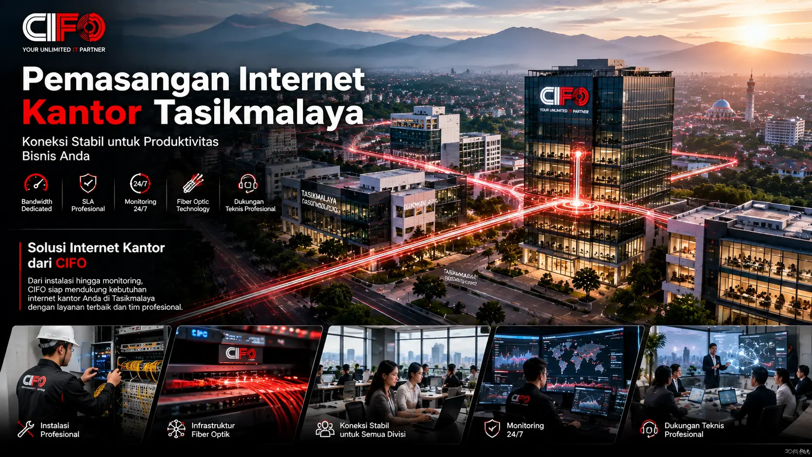Pemasangan internet kantor Tasikmalaya berbasis fiber optik CIFO.